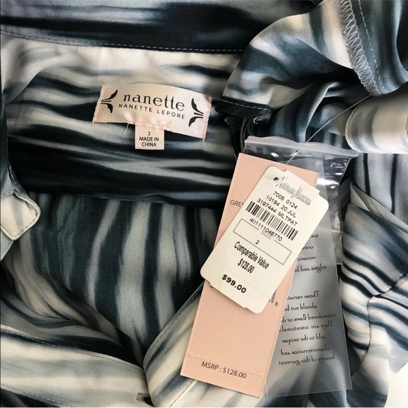 Nanette Lepore button front dress Midi collar belt pockets 1/2 tab sleeve Size 2 - Picture 8 of 10